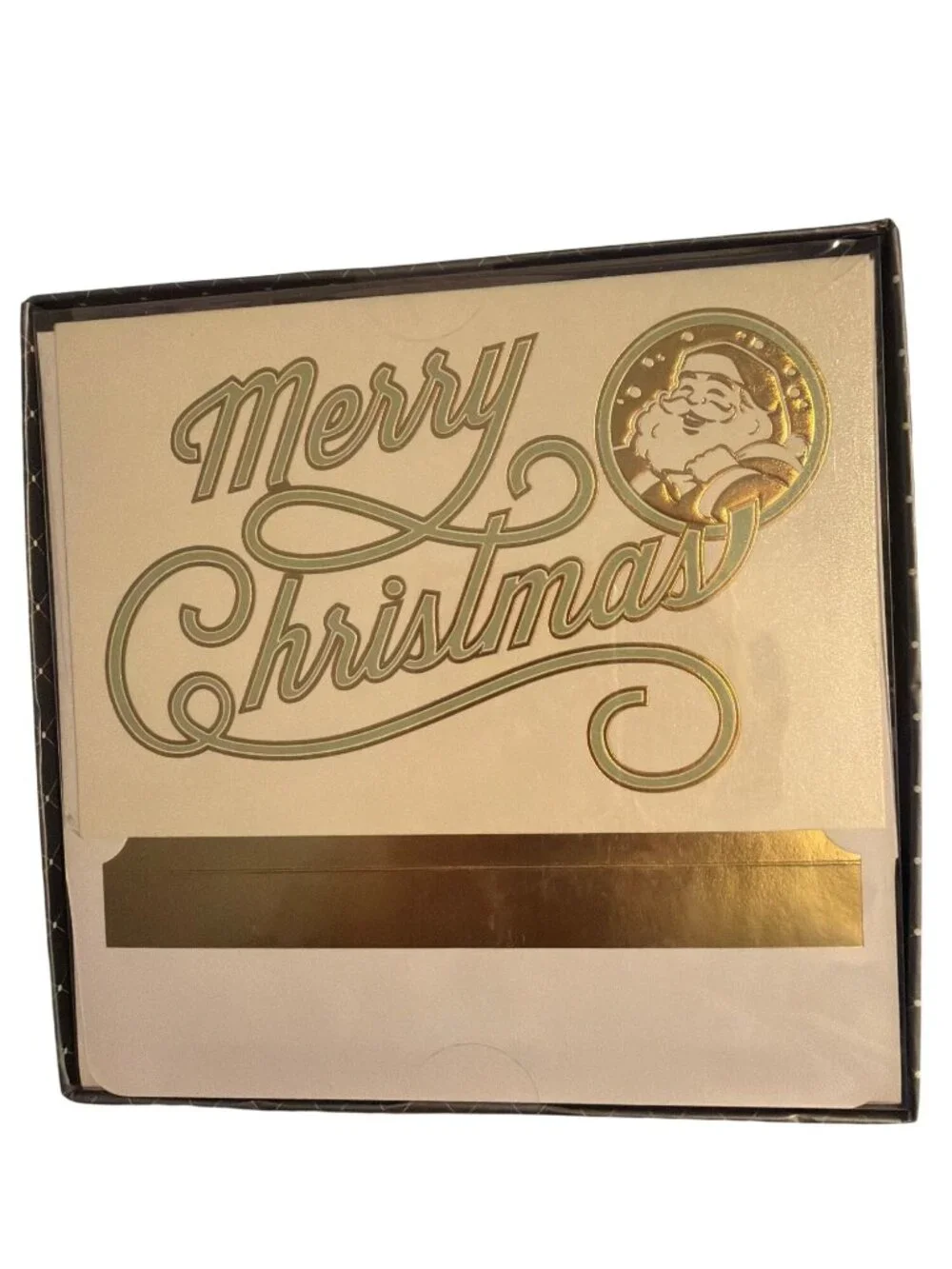 16 Elegant Holiday Merry Christmas Cards Foil Lined Envelopes Santa NEW in Box